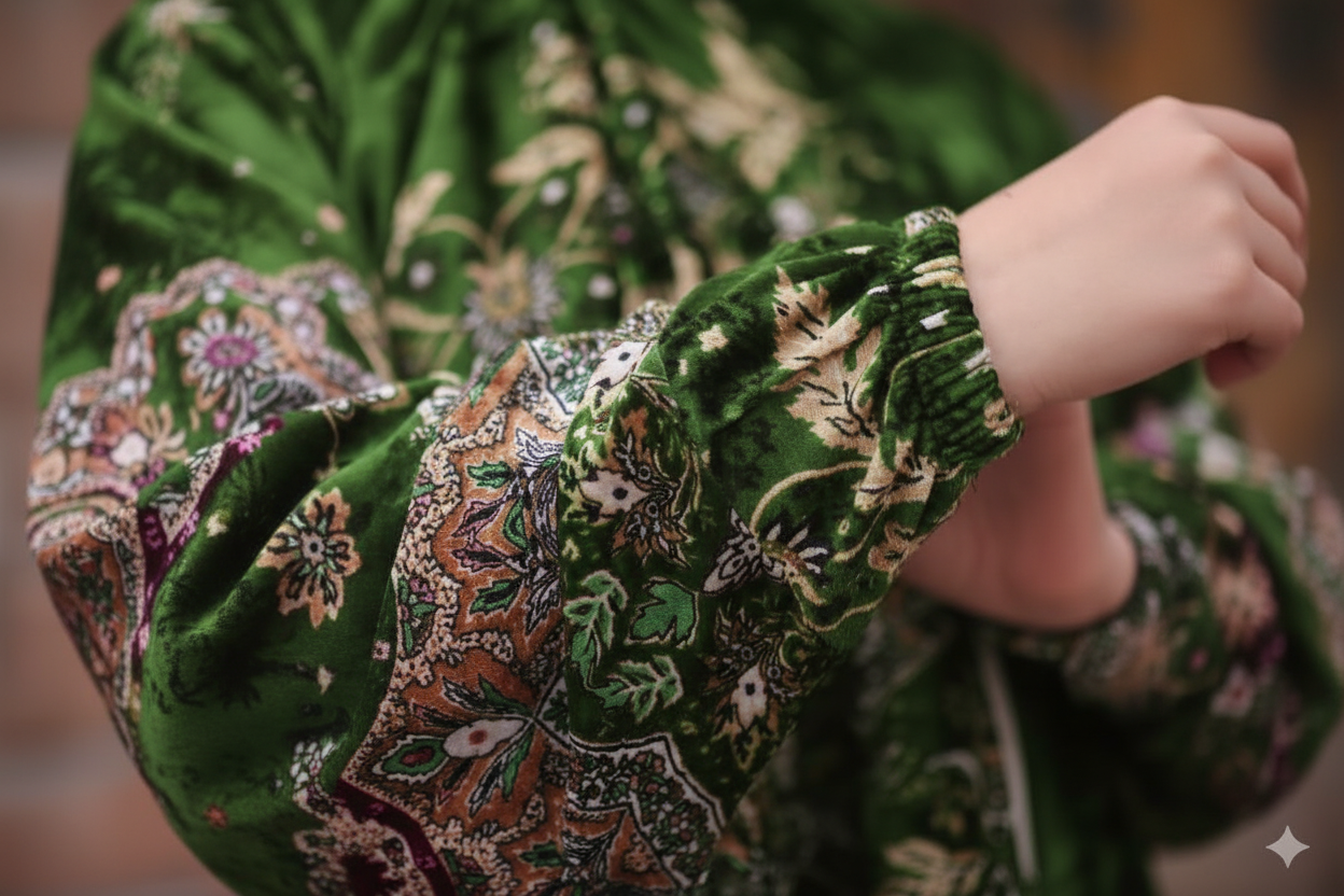 اسدال عباية اخضر بطرحة منفصلة