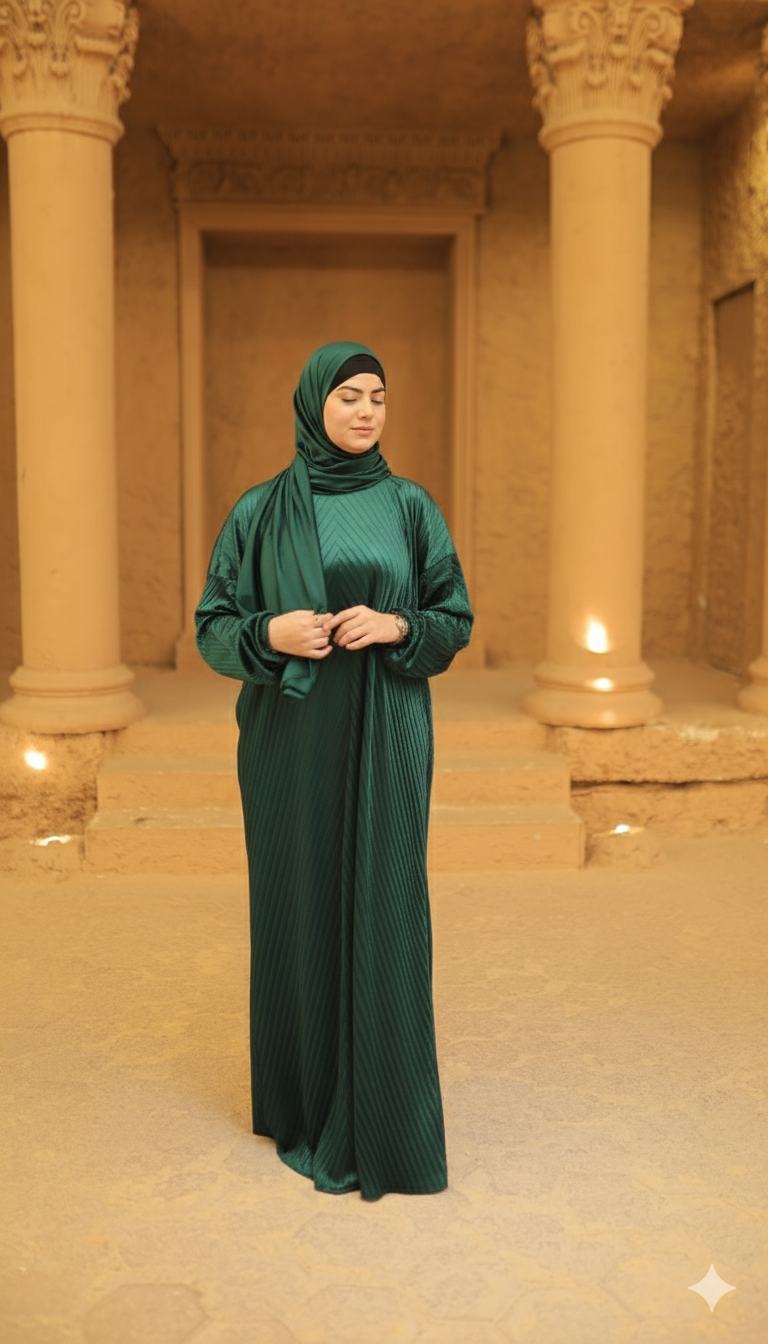 إسدال مليكة قطيفة   اخضر فورست بليسيه