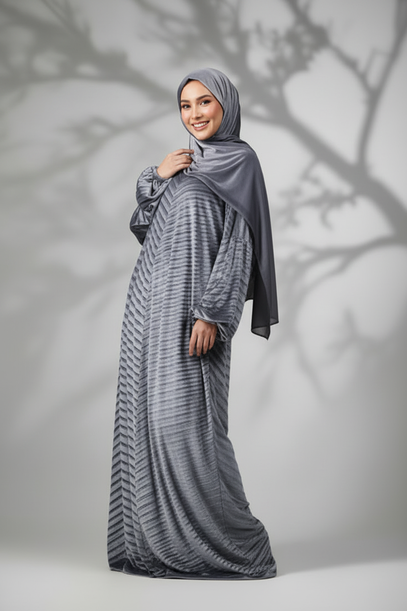 إسدال مليكة قطيفة بليسيه فضي ملكي