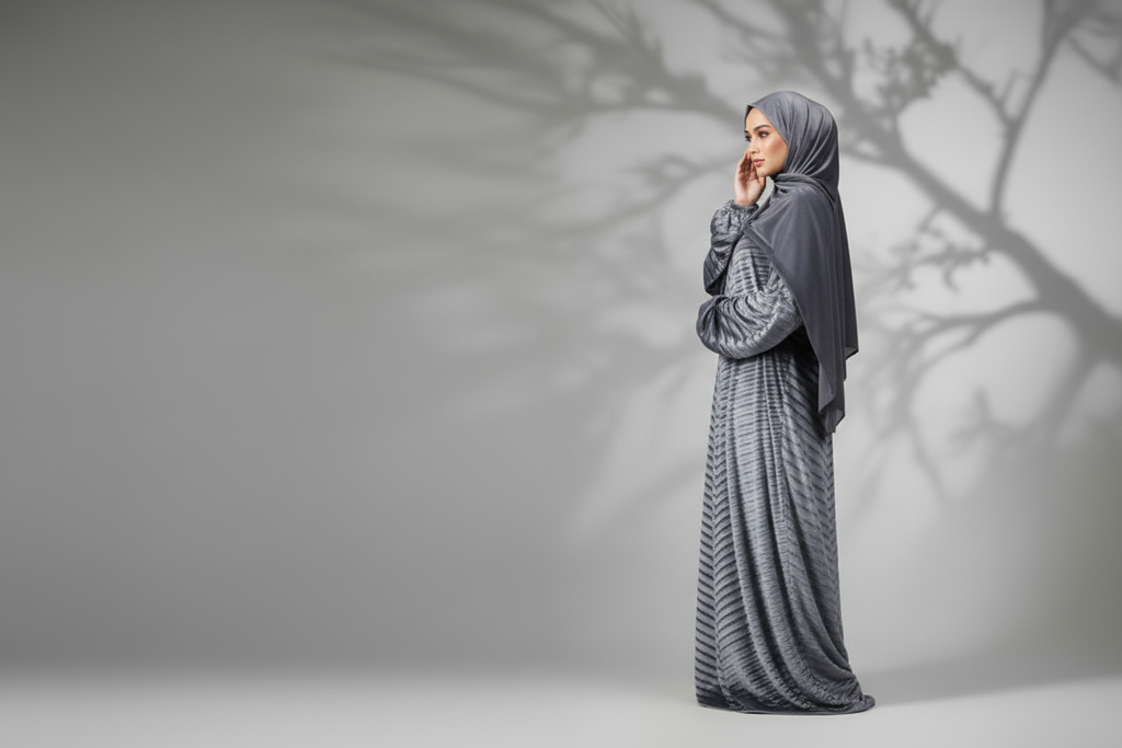 إسدال مليكة قطيفة بليسيه فضي ملكي