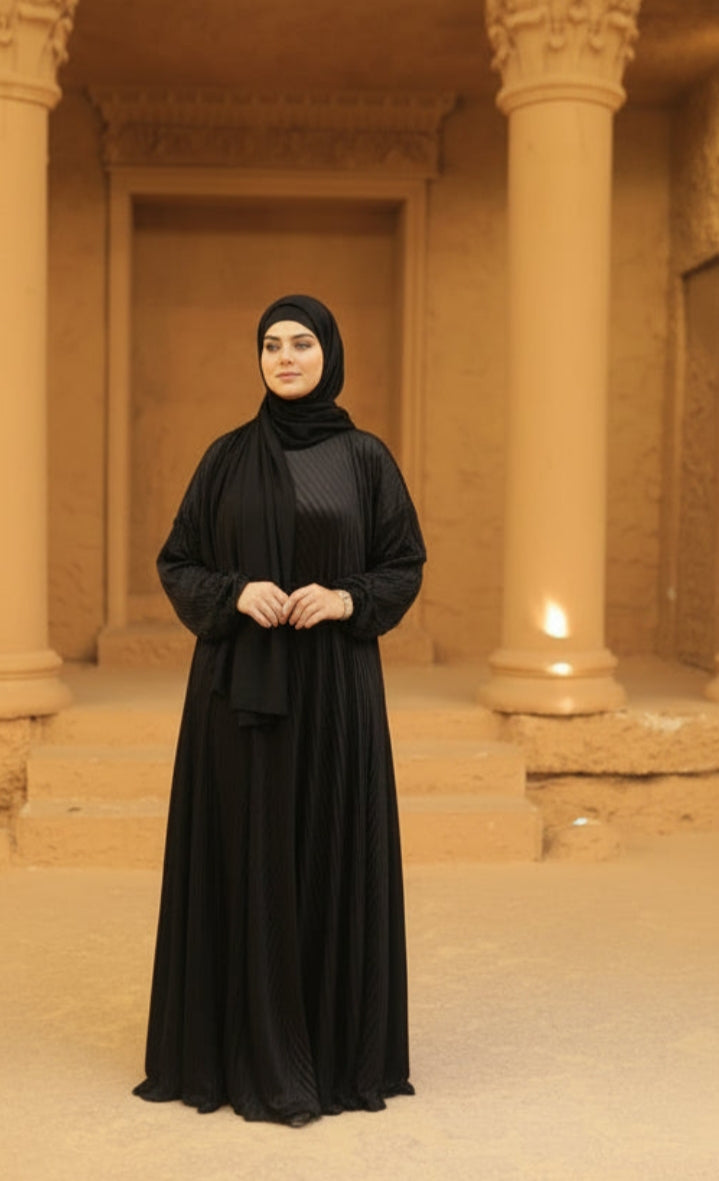 إسدال مليكة قطيفة اسود  بليسيه