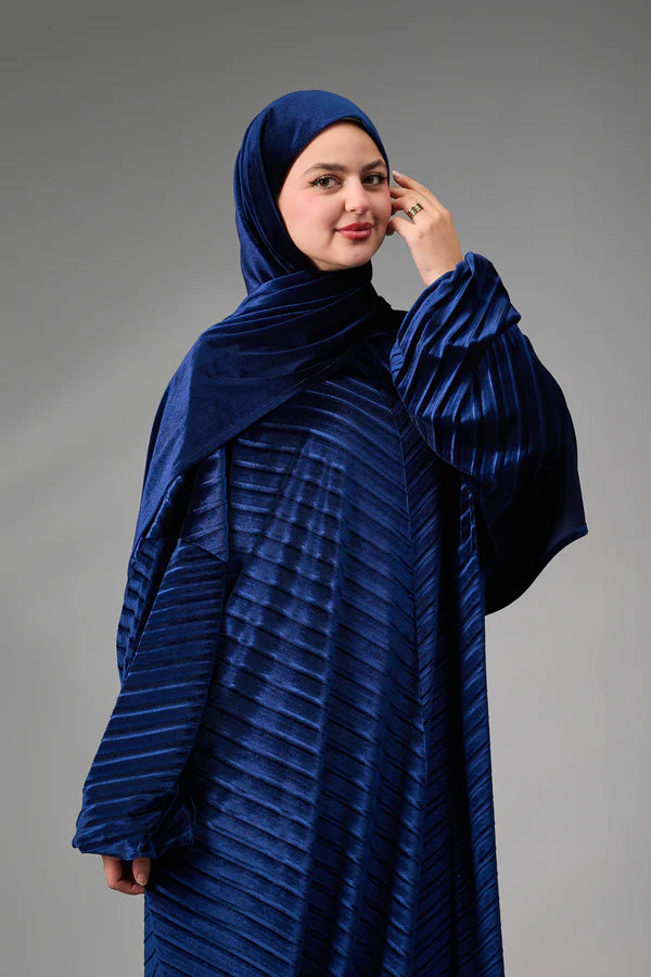 إسدال مليكة قطيفة بليسيه نافي ازرق